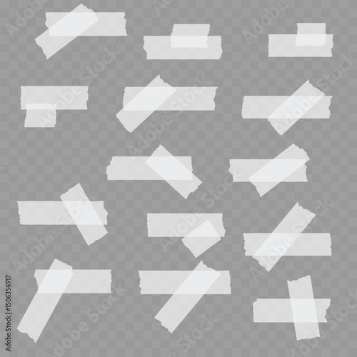 Realistic Single Beige Adhesive Tape Piece on Transparent Background. Vector