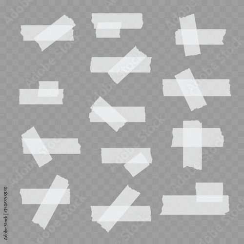 Realistic Single Beige Adhesive Tape Piece on Transparent Background. Vector