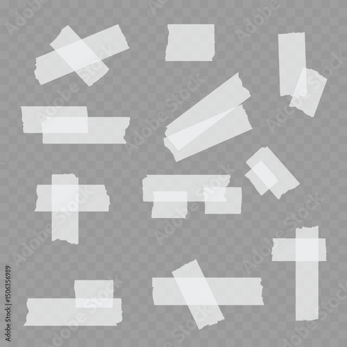 Realistic Single Beige Adhesive Tape Piece on Transparent Background. Vector