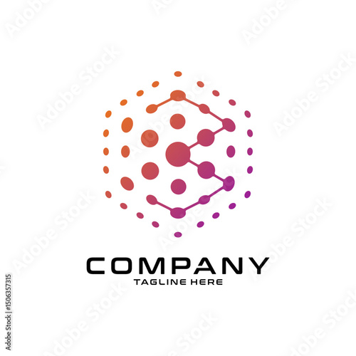 logotype letter B with dot and molecule concept logo template