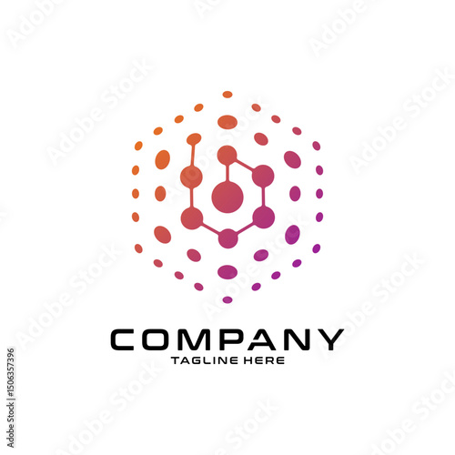 logotype letter B with dot and molecule concept logo template