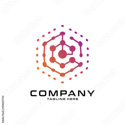 logotype letter E with dot and molecule concept logo template