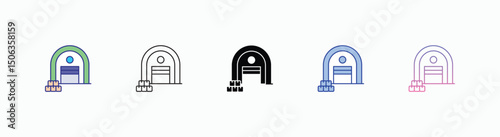 Loading Dock icons set in different style vector stock illustration