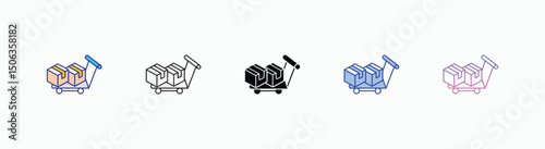 Hand Truck icons set in different style vector stock illustration