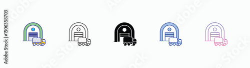 Logistics Hub icons set in different style vector stock illustration