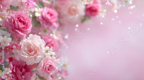 Beautiful Pink Rose Floral Pattern  Soft Background  Wedding Invitation Design