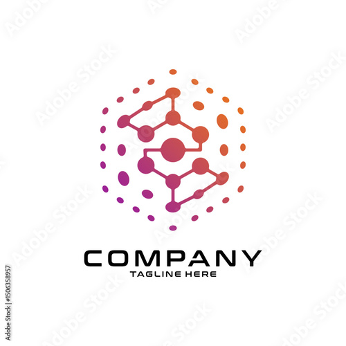 logotype letter Z with dot and molecule concept logo template