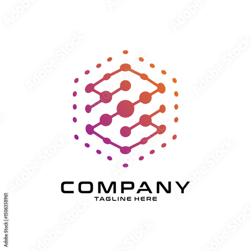 logotype letter Z with dot and molecule concept logo template