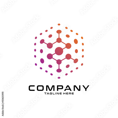 logotype letter Z with dot and molecule concept logo template