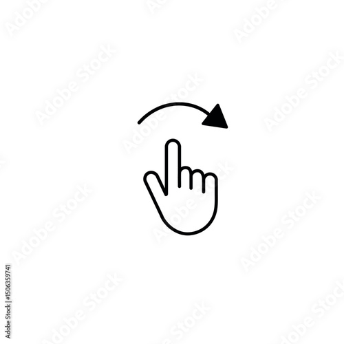 Finger Tap and Clockwise Rotate Gesture Icon – Touchscreen Rotation Vector