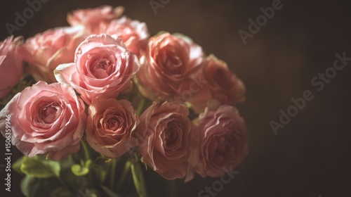 Wallpaper Mural Pink roses in a lush bouquet, evoking timeless romance with a soft vintage charm
 Torontodigital.ca