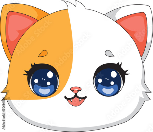 Cartoon Cat Face Kitten Head Vector