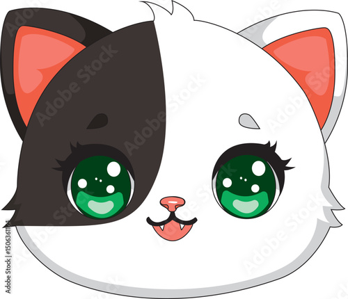 Cute Cat Face Cartoon Kitten Vector