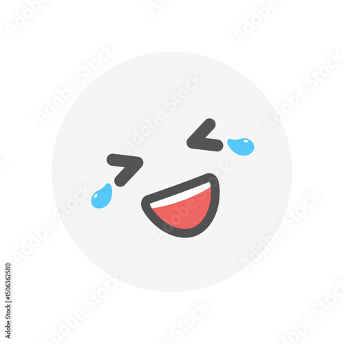涙を流して笑っているニコニコ顔の絵文字｜爆笑や大笑いや大ウケのイラスト