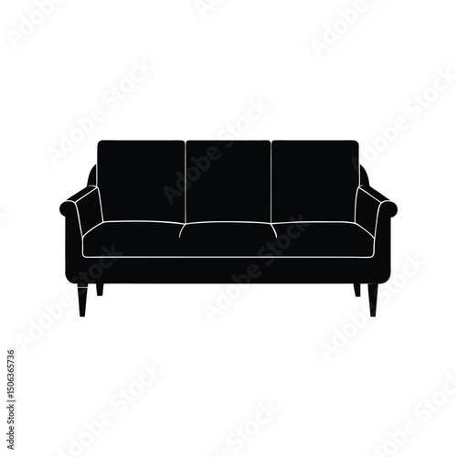 3 seater sofa silhouette vector icon