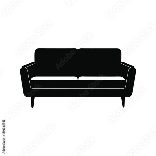 2 seater sofa silhouette vector icon
