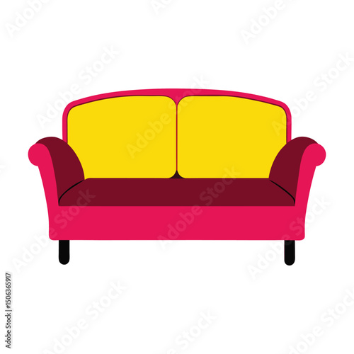 2 seater color sofa silhouette black vector icons