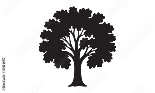 Tree silhouette vector. with white background.