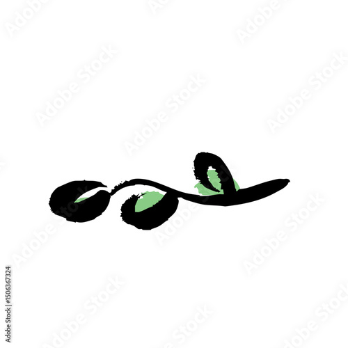 筆タッチの葉の手描きイラスト