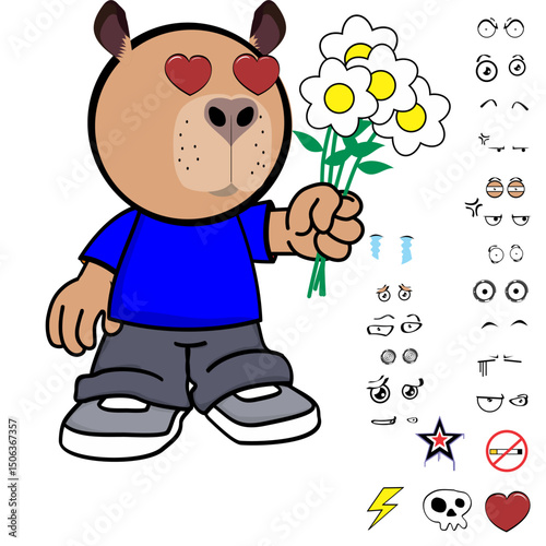 capybara kid expressions pack collection in vector art