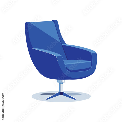 modern blue leather swivel armchair