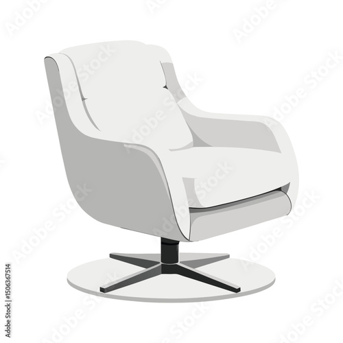 modern white leather swivel armchair