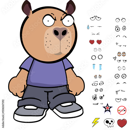 capybara kid expressions pack collection in vector art