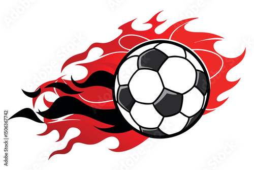 soccer ball with flames fire effect