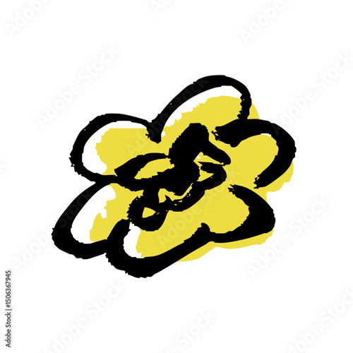 筆タッチの黄色の花の手描きイラスト