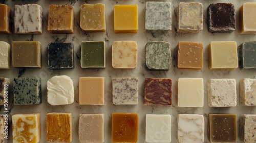 Assortment of colorful handcrafted soaps