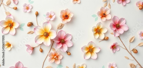 Wallpaper Mural Delicate pastel floral pattern on textured wallpaper, soft colors, pastel Torontodigital.ca