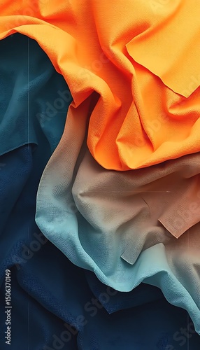 Vibrant Gradient Fabric Textures Abstract Photography of Draped Colorful Textiles