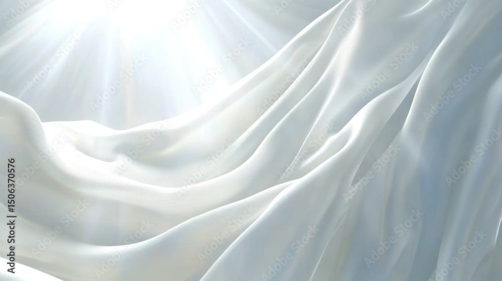 Fototapeta premium A flowing, white fabric draped in elegant folds.