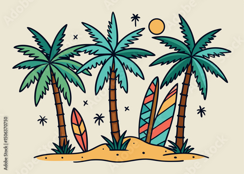 vector illustration of a tropical beach plam tree 
