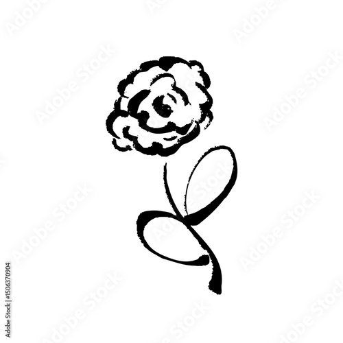 筆タッチの花の手描きイラスト