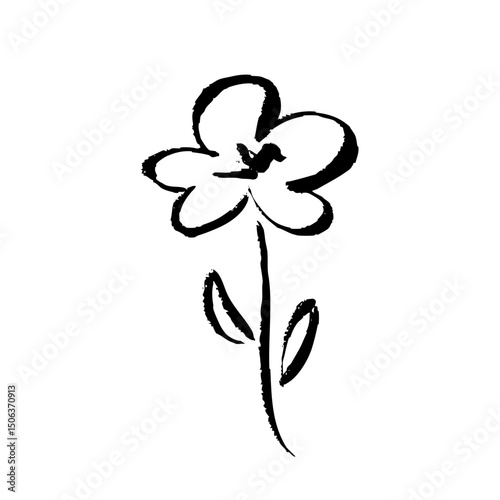 筆タッチの花の手描きイラスト