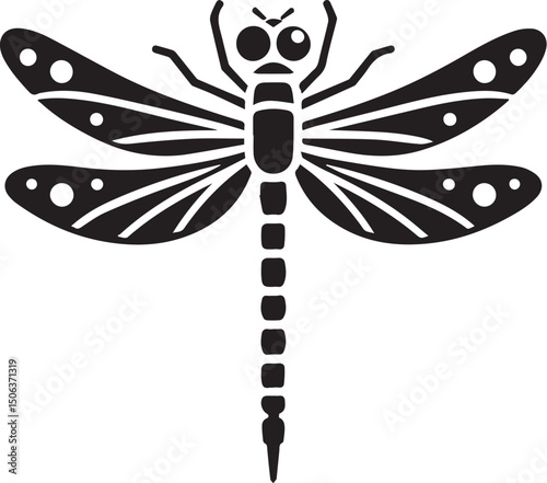 Dragonfly silhouette. Black vector illustration on white.