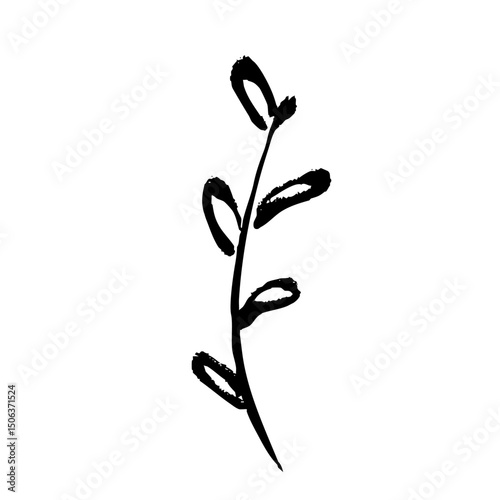 筆タッチの植物の手描きイラスト