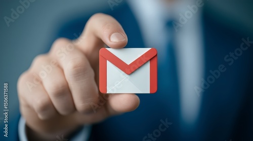 Businessperson Holding Gmail Email Icon  Communication  Digital Marketing  Technology