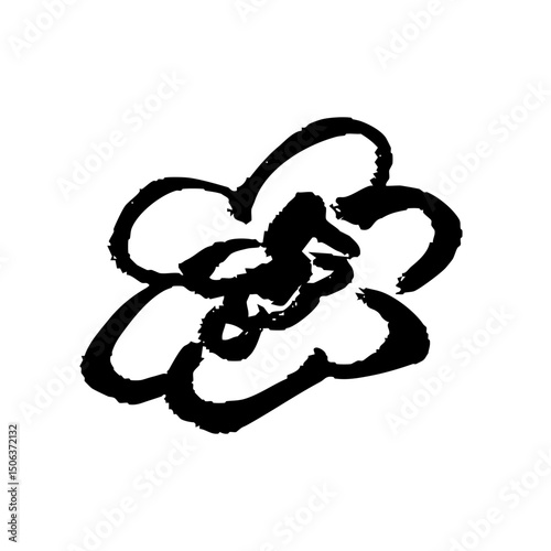 筆タッチの花の手描きイラスト