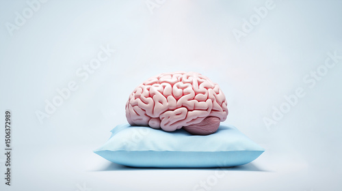 Human Brain Resting on a Soft Blue Pillow