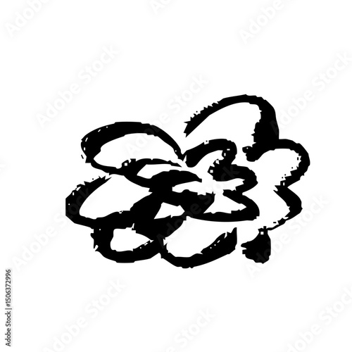 筆タッチの花の手描きイラスト