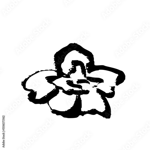 筆タッチの花の手描きイラスト