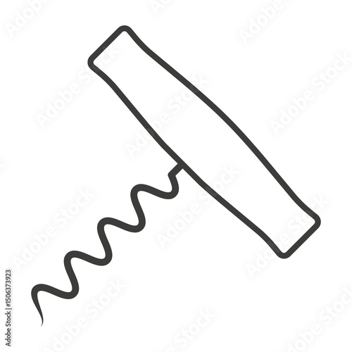 Basic corkscrew outline vector icon. Wine bottle opener black silhouette. Flat vector illustration isolated on white background.