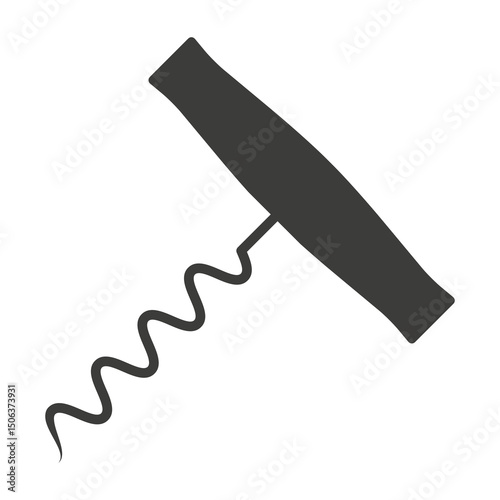 Basic corkscrew vector icon. Wine bottle opener black silhouette. Flat vector illustration isolated on white background.