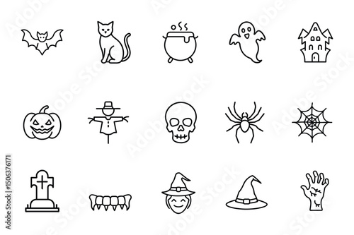 set of vector icons for halloween
