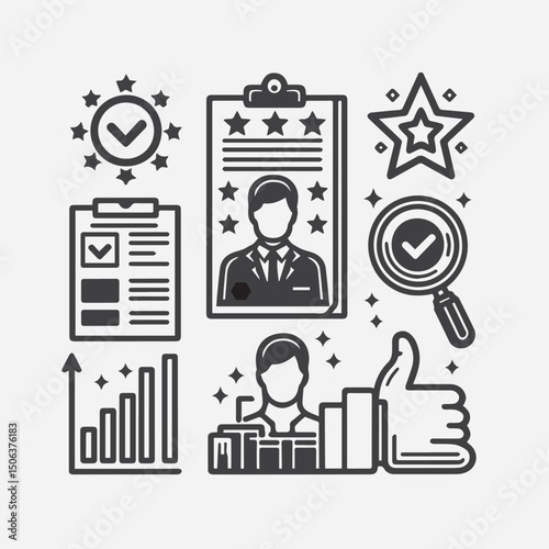 Leadership Flat Icon Set – Business, Teamwork, Organization & Management
