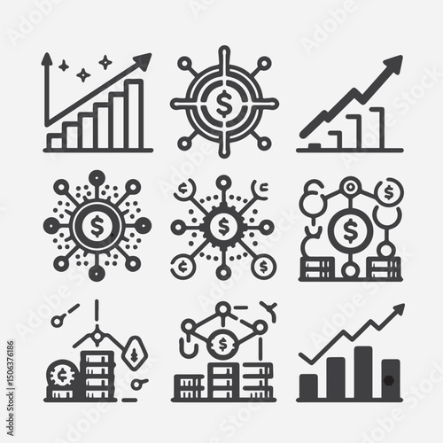 Leadership Flat Icon Set – Business, Teamwork, Organization & Management