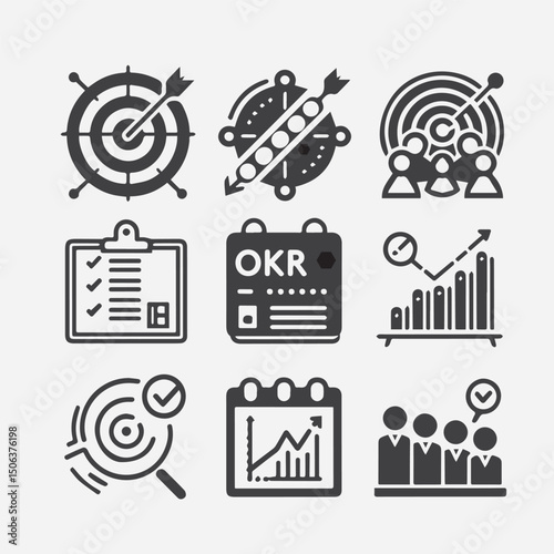 Leadership Flat Icon Set – Business, Teamwork, Organization & Management