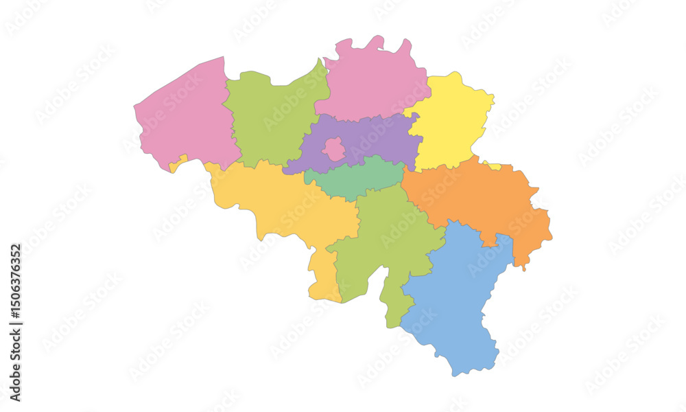 Fototapeta Multicolor Map of Belgium with Provinces